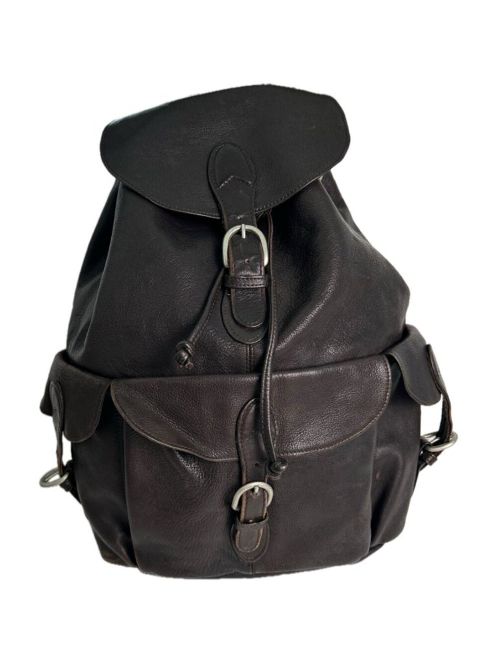 London Fog Leather Backpack Dark Brown Rucksack Rustic Travel Heritage Bag